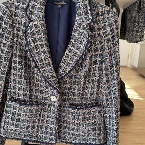 Brooks Brothers Blue and White Tweed Blazer